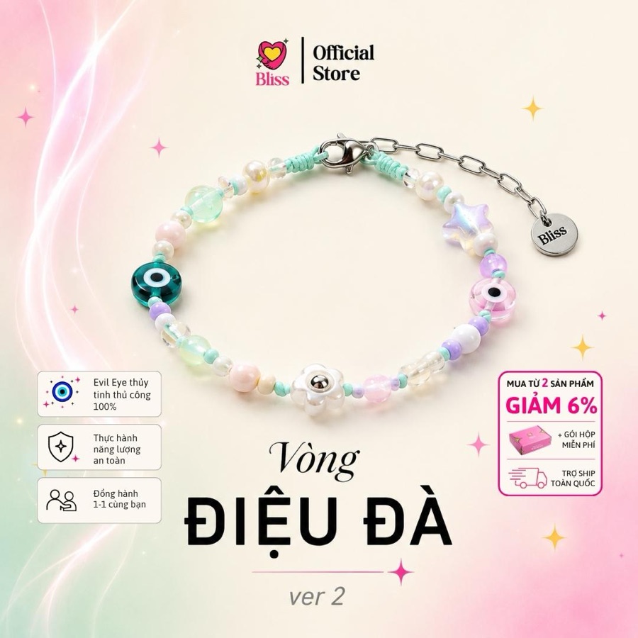 Vòng Tay "Điệu Đà" Ver 2 — Mix 2 Evil Eye Thủy Tinh