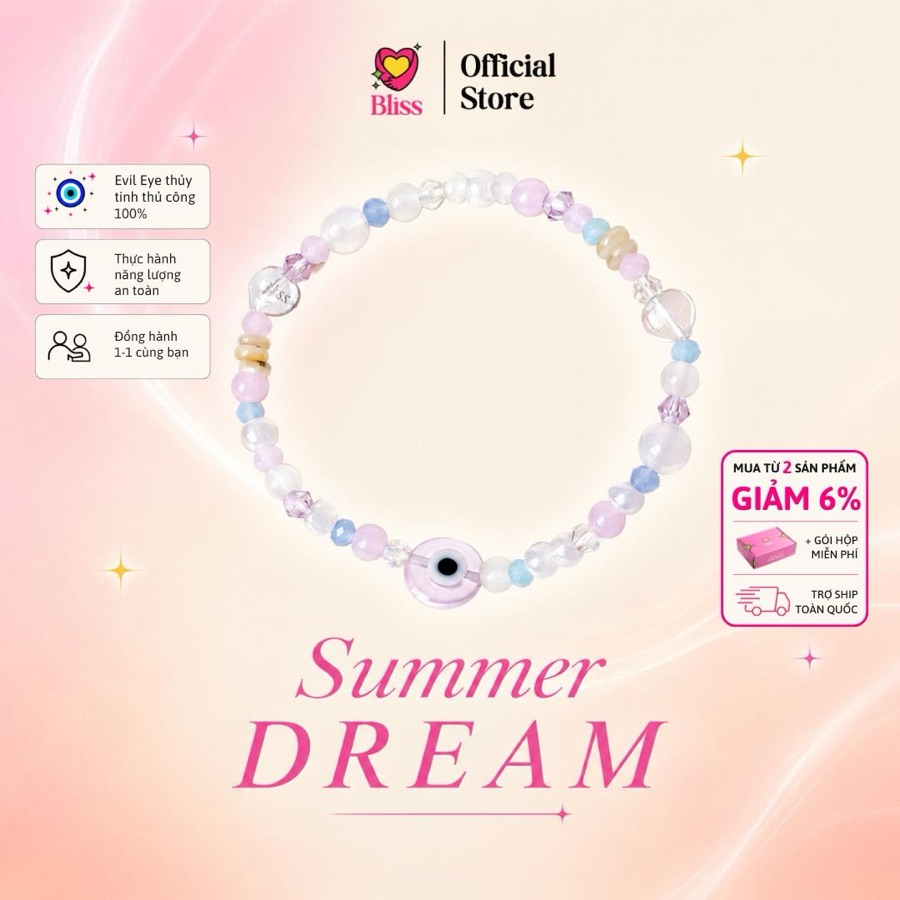 Vòng Tay "Summer Dream" — Evil Eye Thủy Tinh Mix Cườm Pha Lê Cao Cấp
