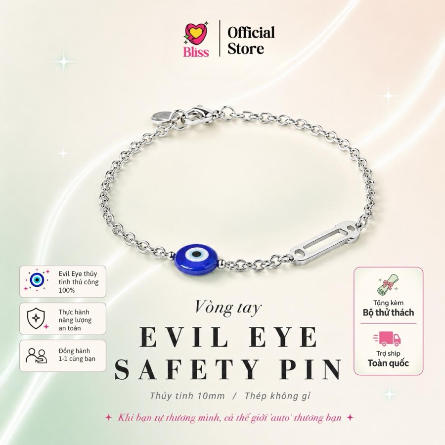 Vòng Tay "Tự Thương Mình" — Charm Safety Pin x Evil Eye
