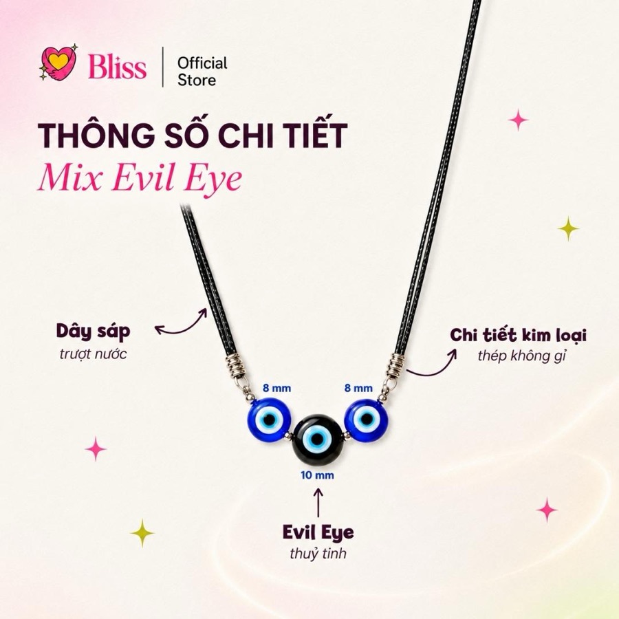 Dây Chuyền Vòng Cổ Mix 2 Evil Eye Thủy Tinh