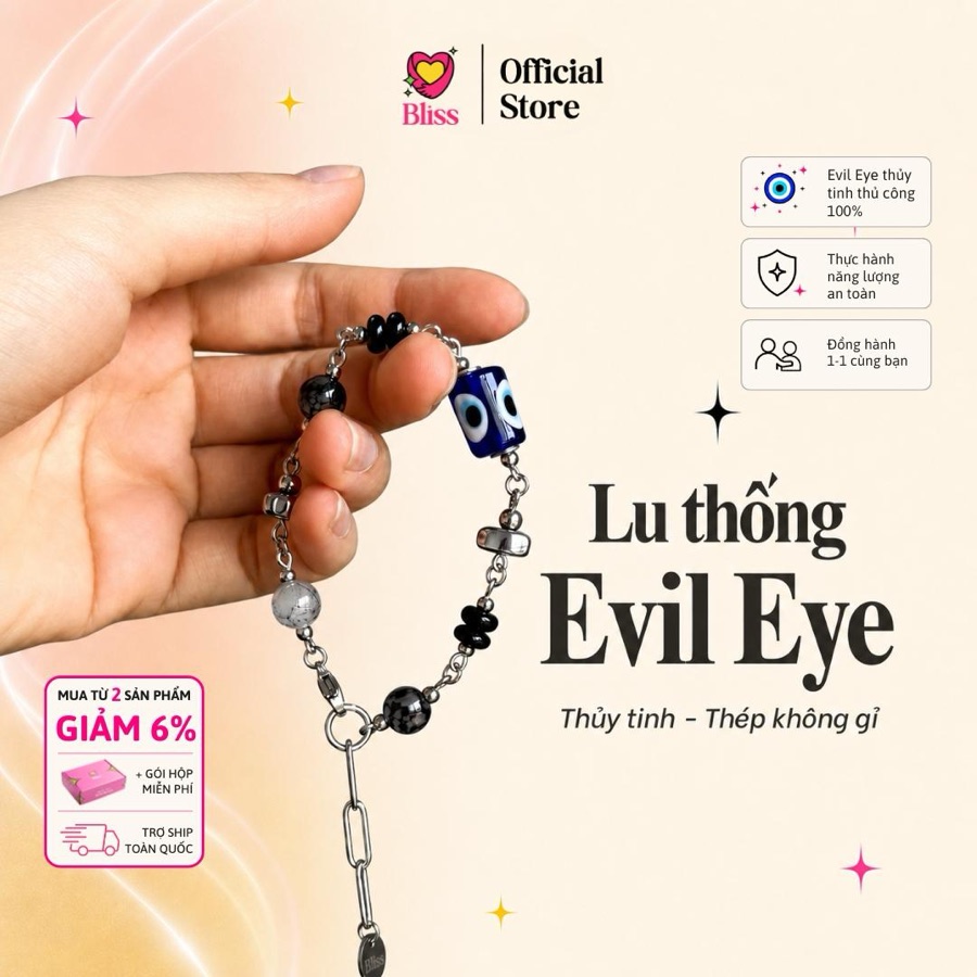 Vòng Tay Lu Thống Evil Eye Thép Không Gỉ — Phiên Bản Đặc Biệt (BST Bật Aura)