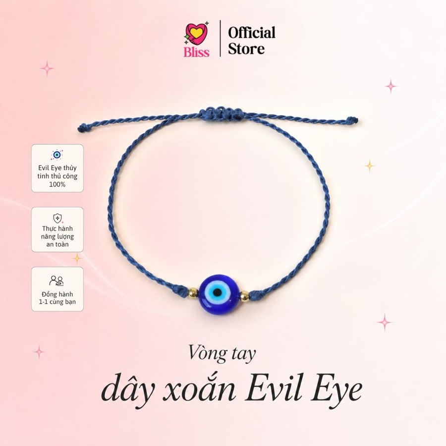 Vòng Tay Evil Eye Thủy Tinh Dây Xoắn