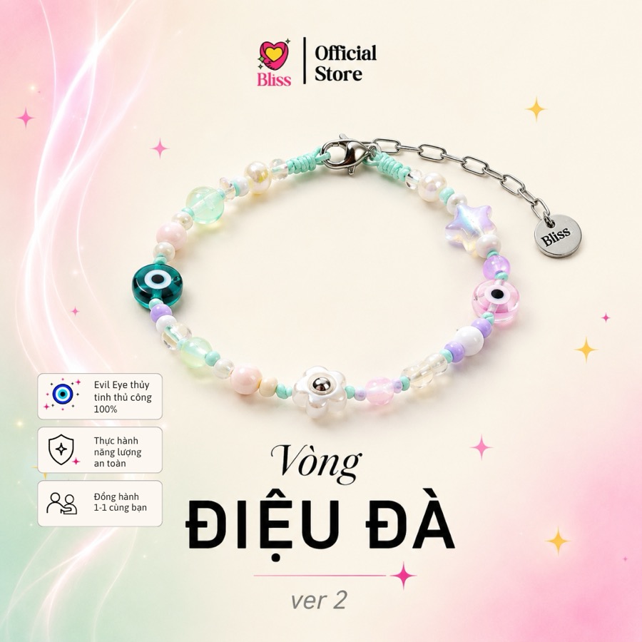 Vòng Tay "Điệu Đà" Ver 2 — Mix 2 Evil Eye Thủy Tinh