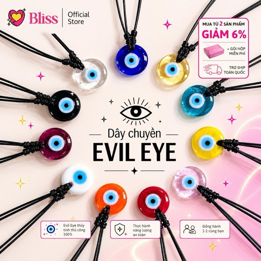 Vòng Cổ Evil Eye Thủy Tinh 2.5cm — Đủ 10 Màu Evil Eye