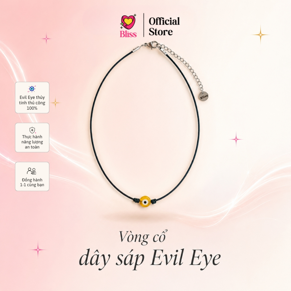Vòng Cổ Evil Eye Thủy Tinh Dây Sáp Dáng Choker